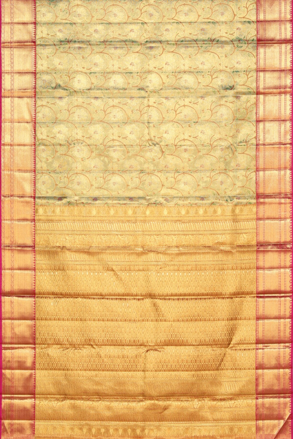 Image of Kanchipuram Silk Tissue Brocade Green Saree